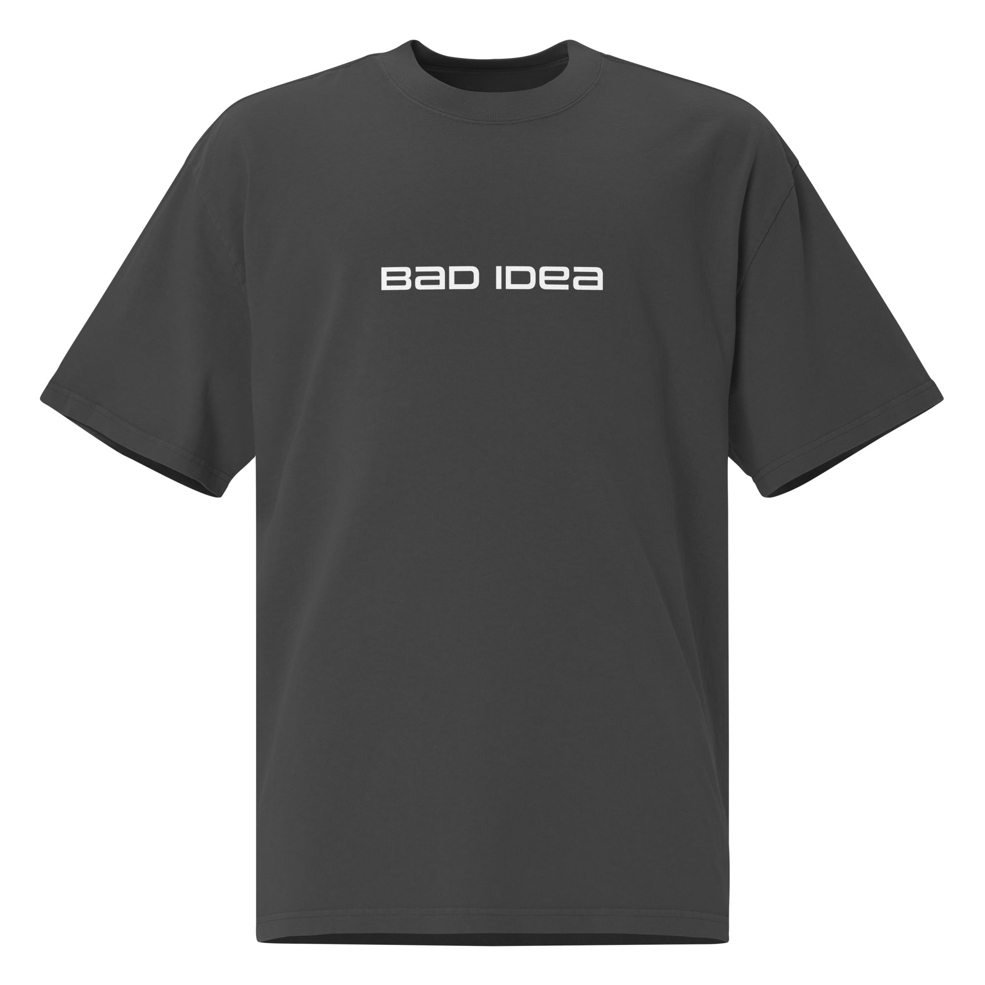 Bad Idea Title Graphic | Black Oversized Faded T-Shirt Bad Idea Title Graphic | Black Oversized Faded T-Shirt