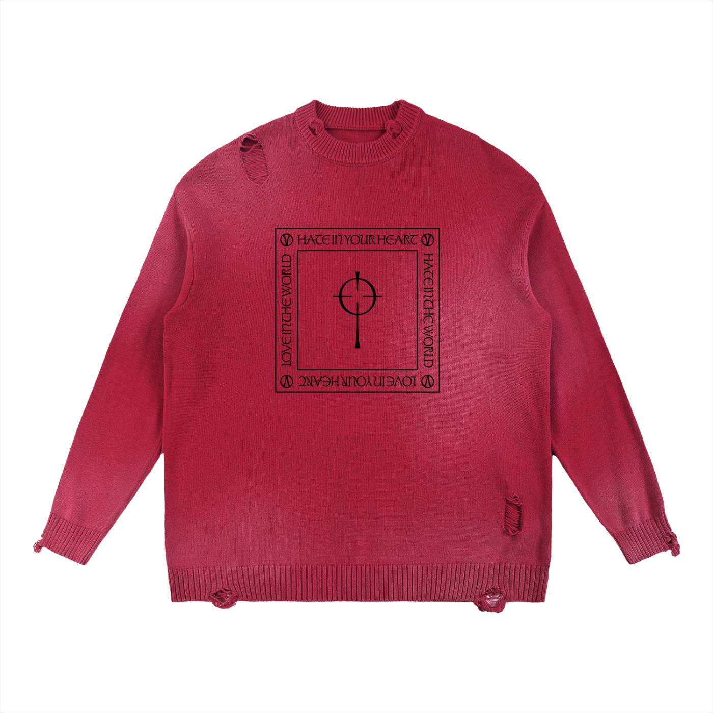 Crucifixed Distressed Sweater