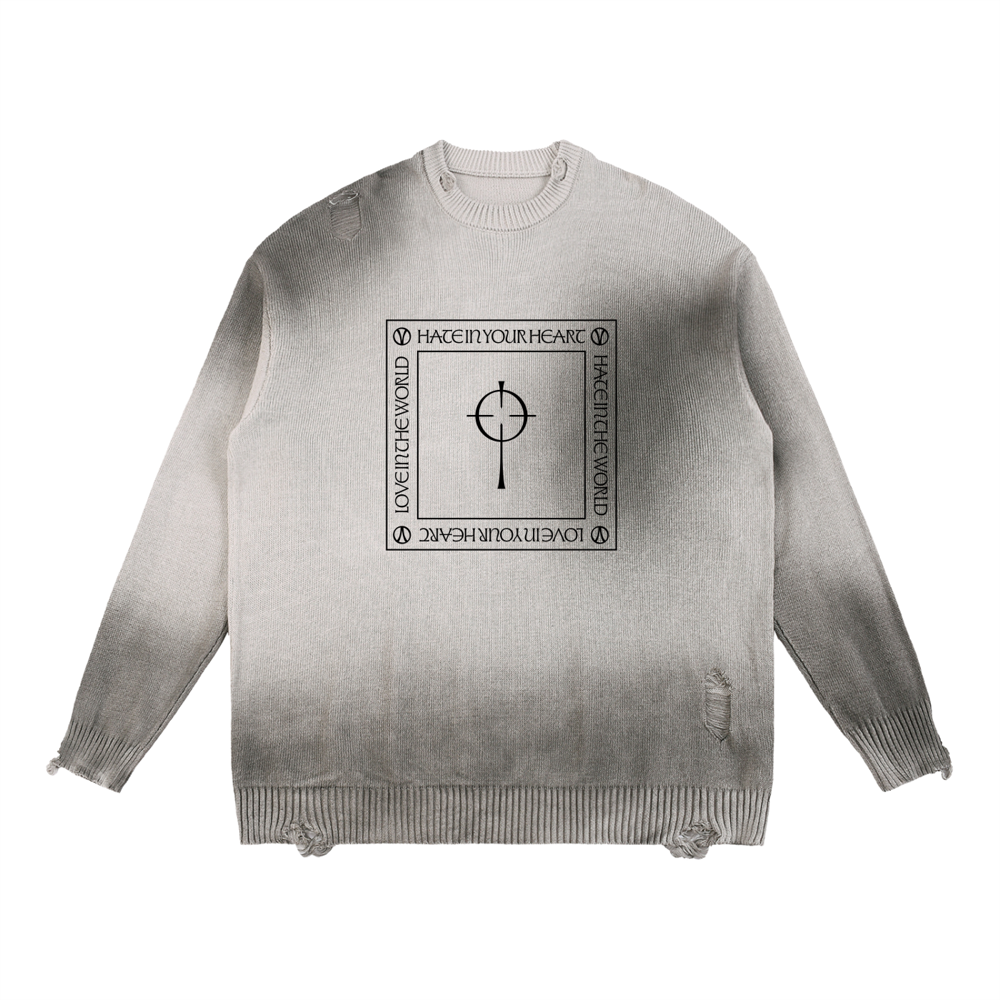 Crucifixed Distressed Sweater