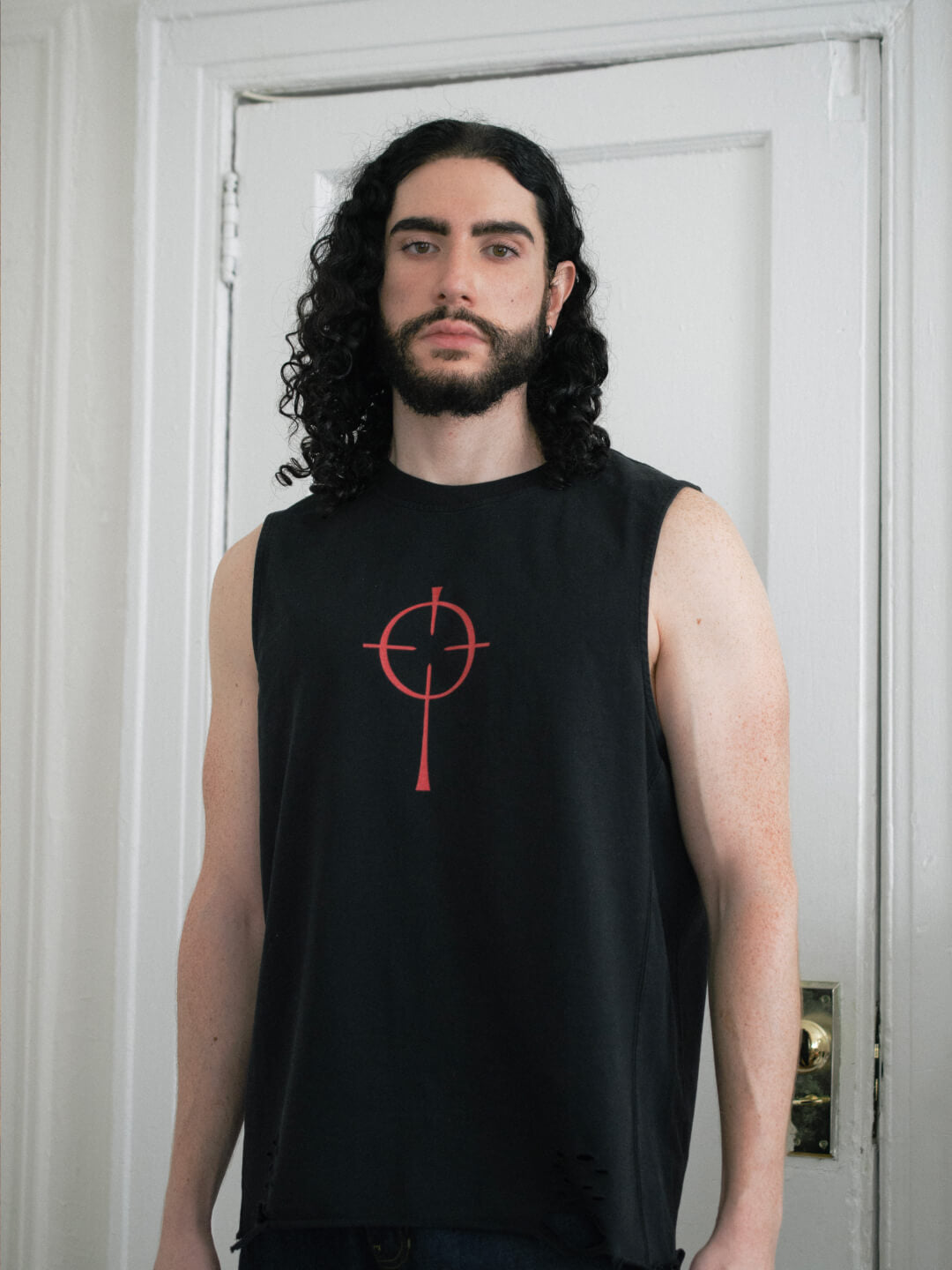 Crucifixed Raw-Hem Tank