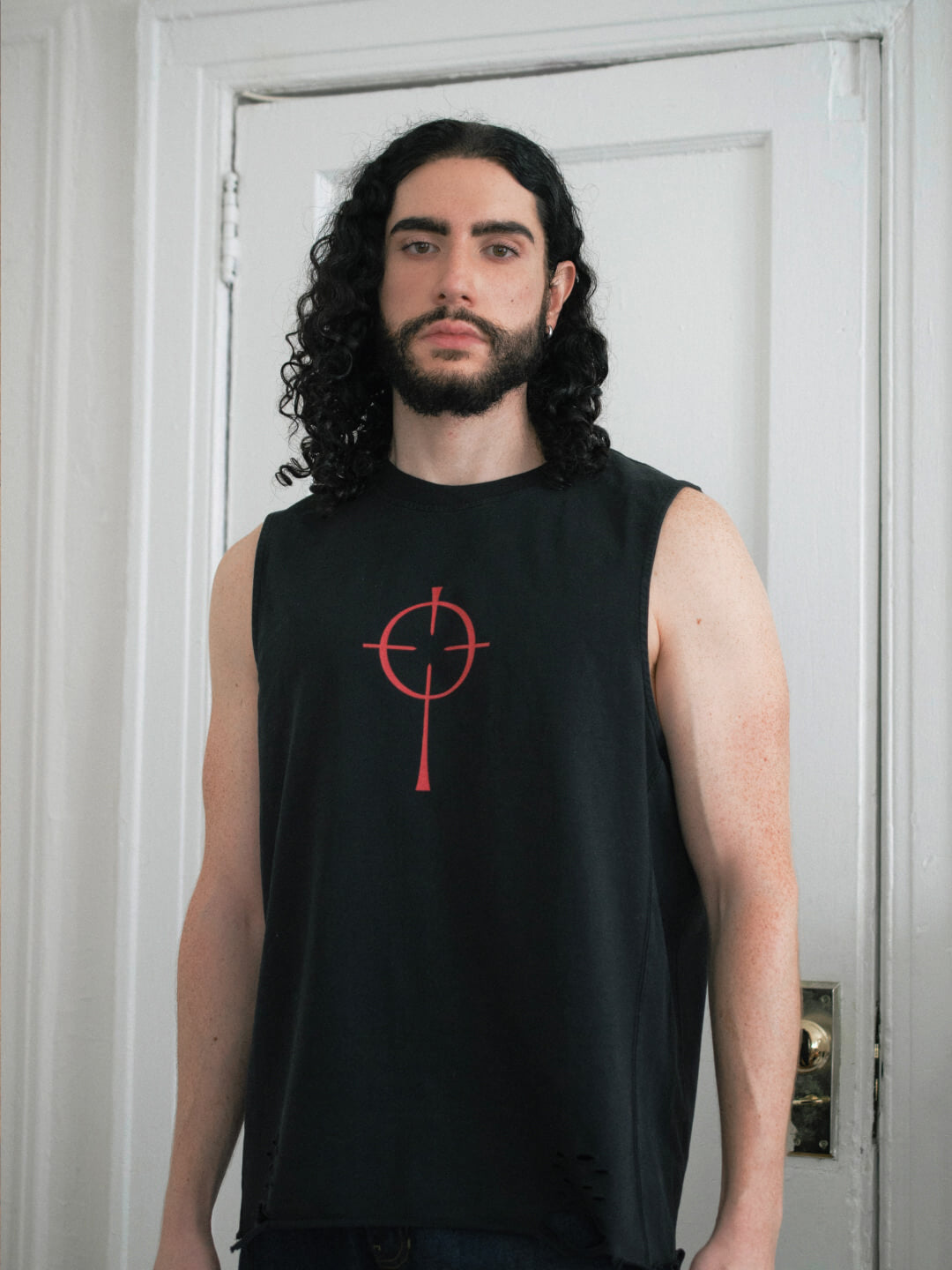 Crucifixed Raw-Hem Tank
