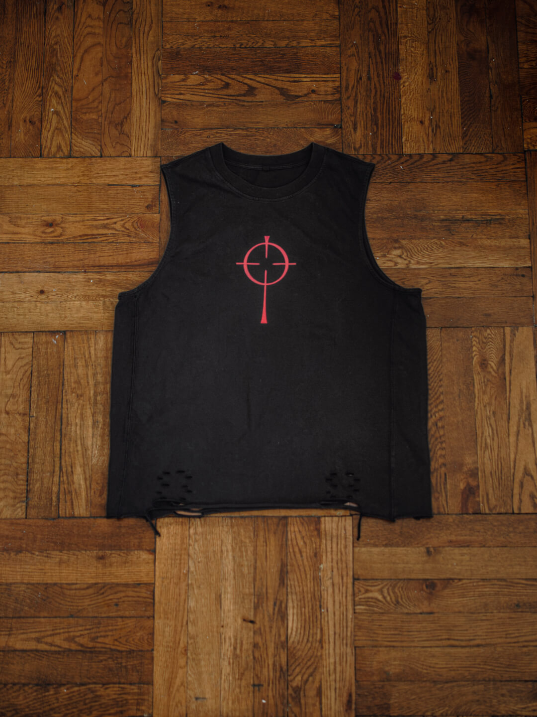 Crucifixed Raw-Hem Tank
