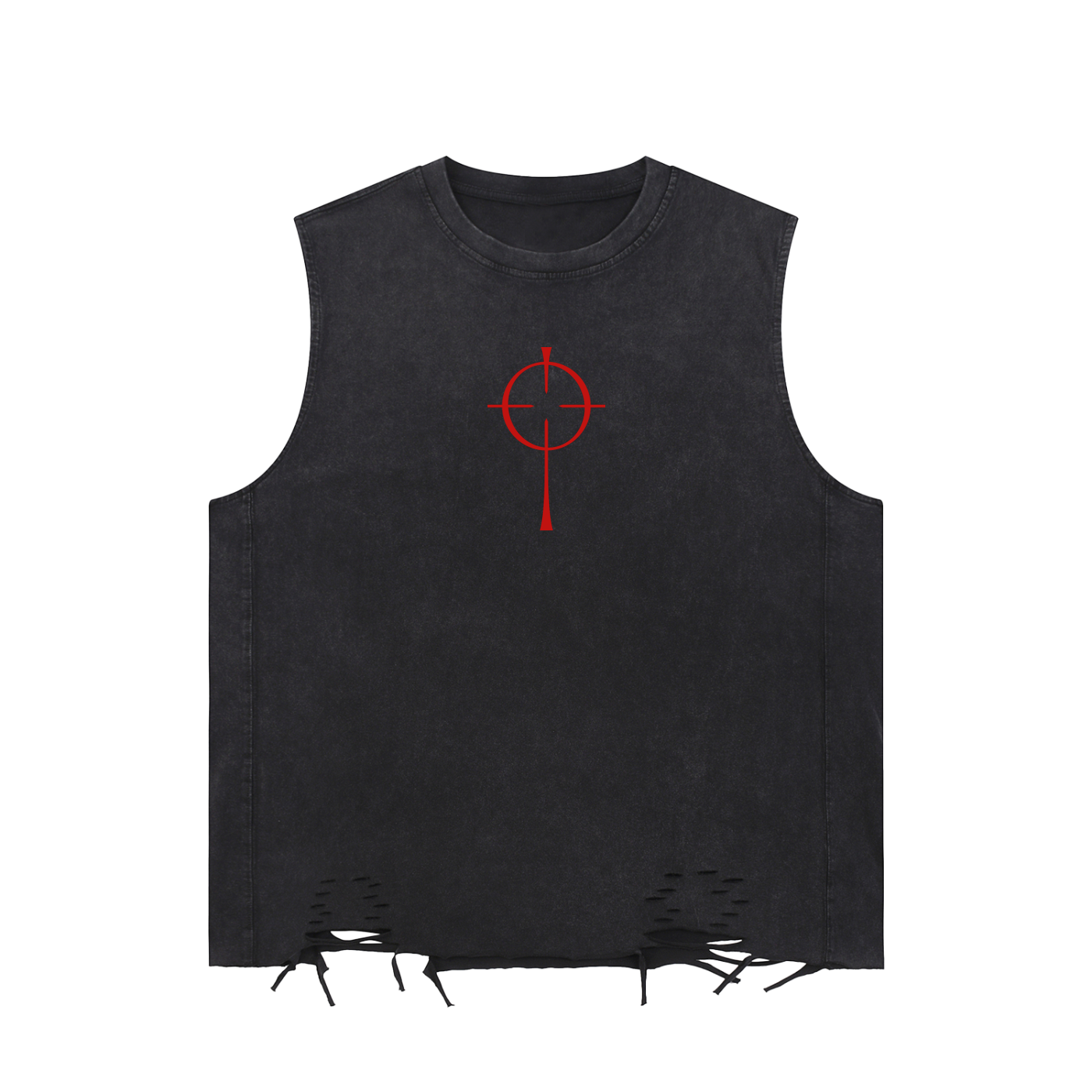 Crucifixed Raw-Hem Tank