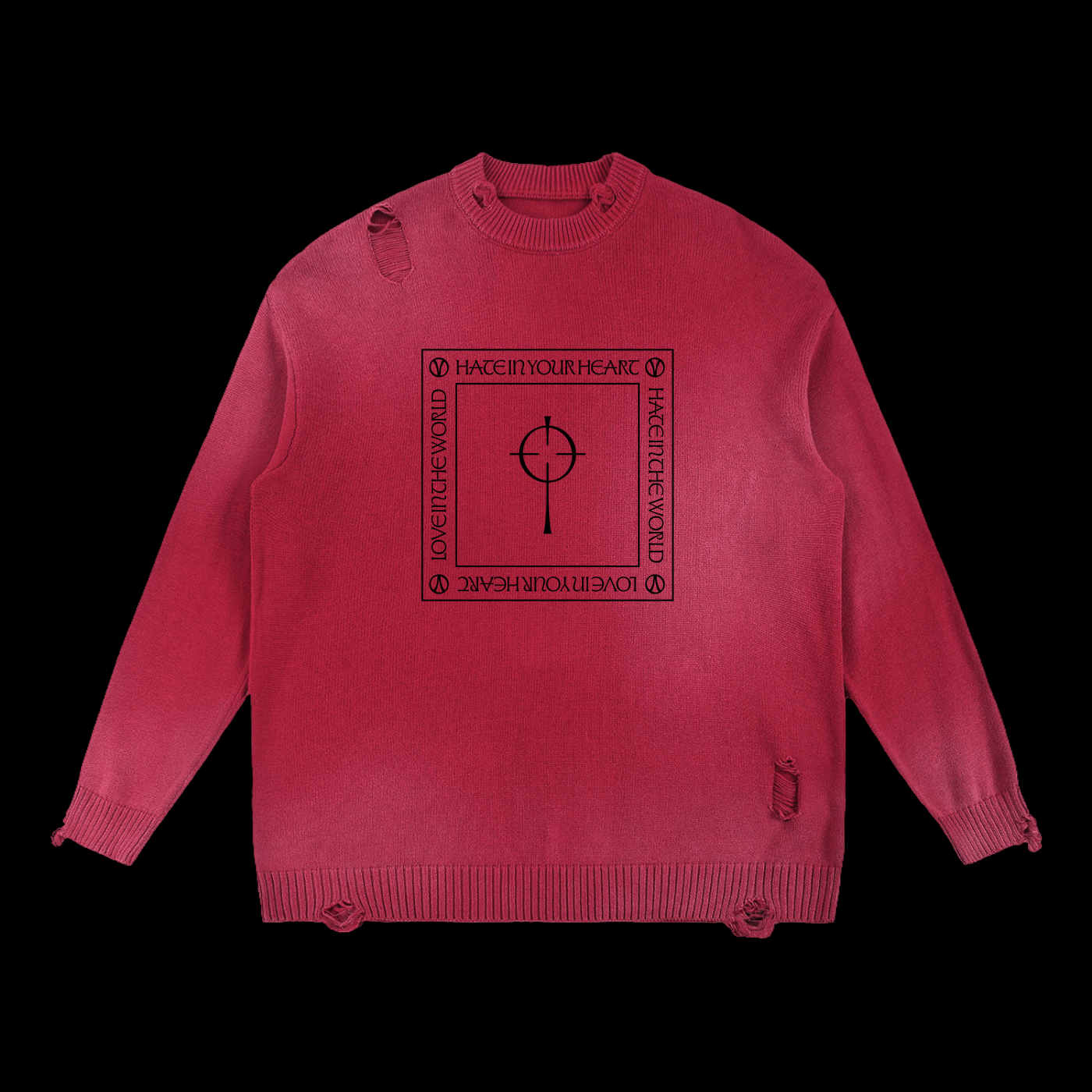 Crucifixed Distressed Sweater