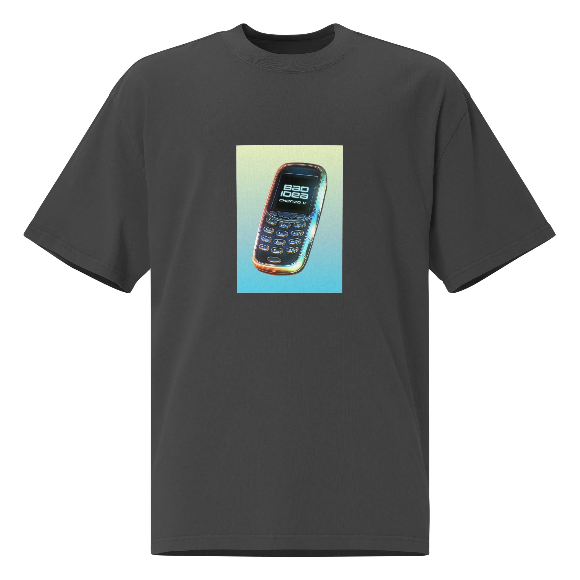 Bad Idea Phone Call | Oversized Washed Black T-Shirt