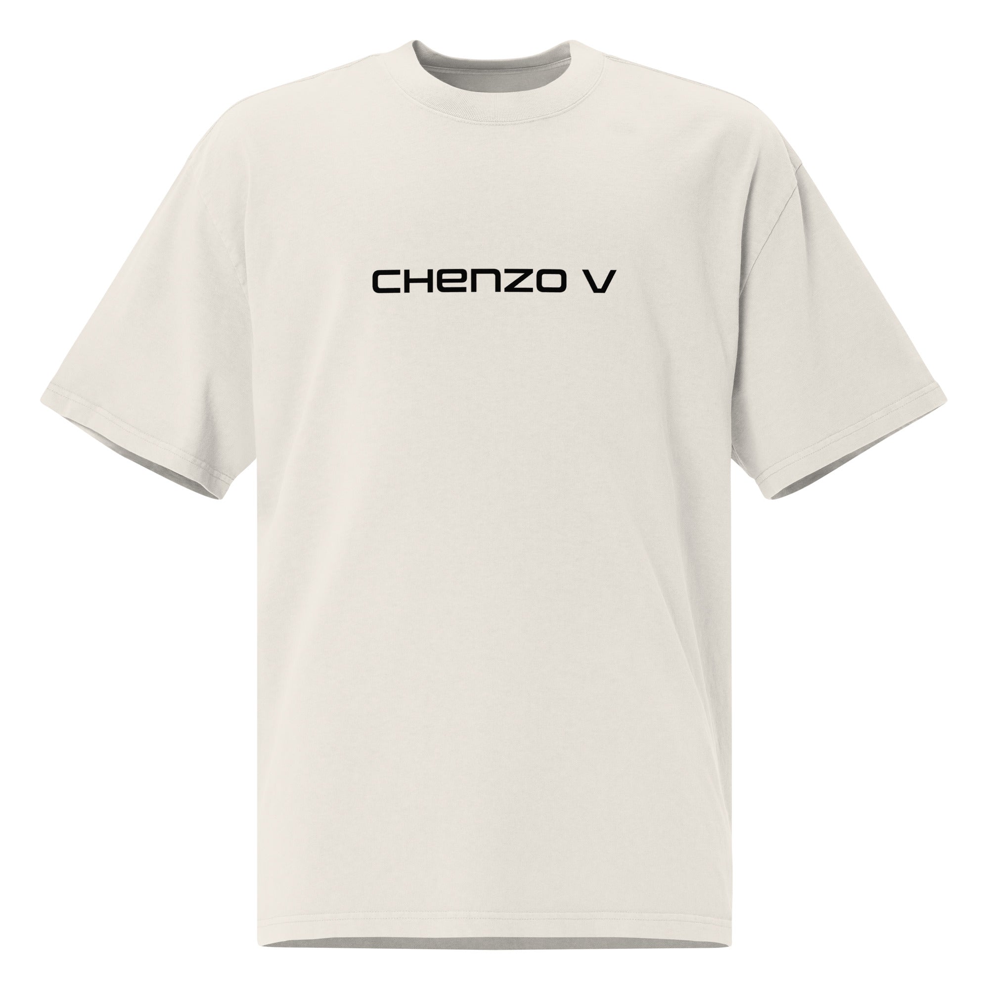 Chenzo V Logo | Off-White Oversized Faded T-Shirt